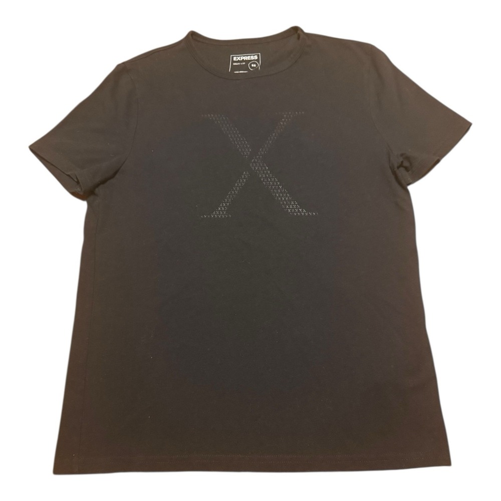 Express Tee Shirt Men's Black Textured X Graphic Medium M Short Sleeve Crewneck
